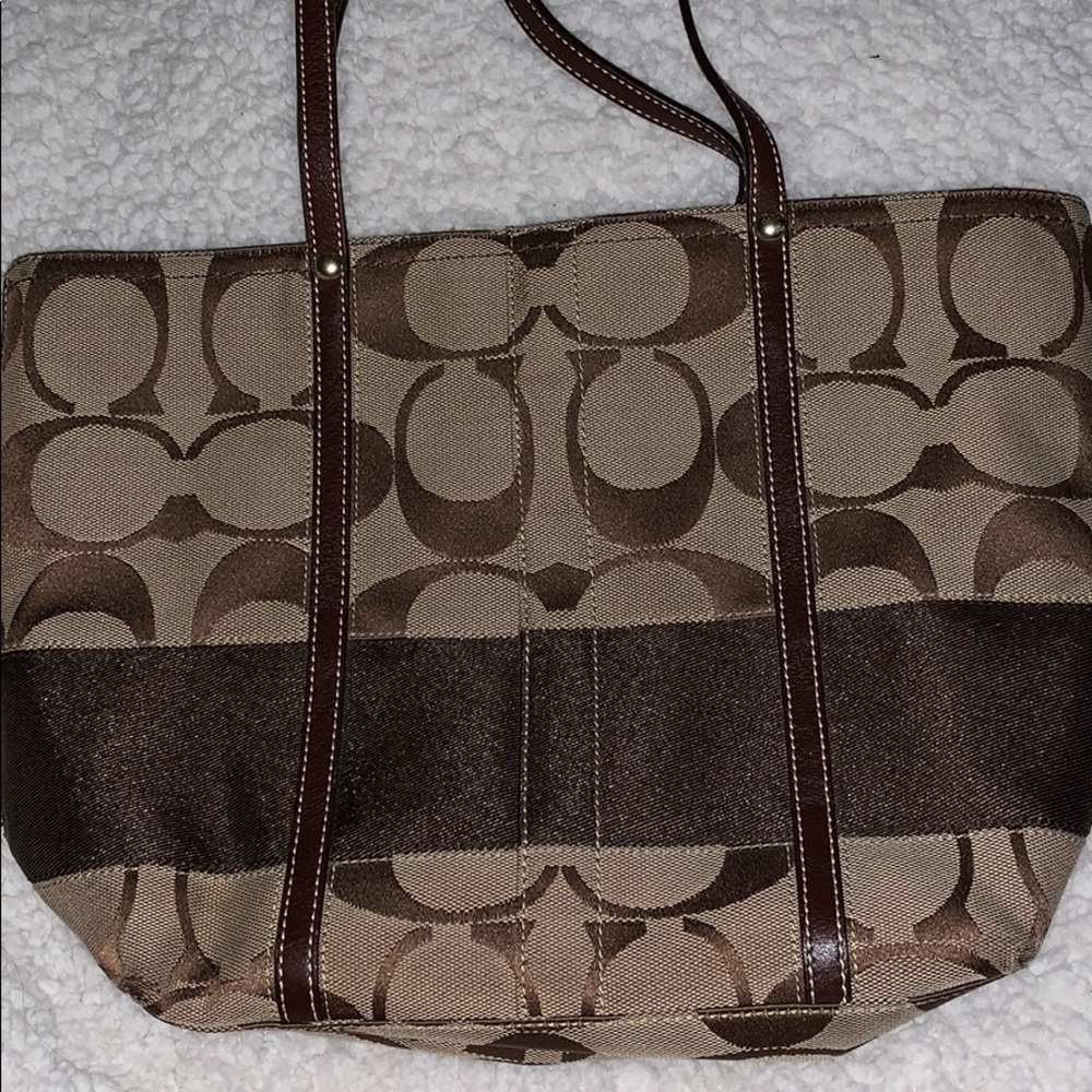 Coach Signature Brown Stripe Handbag Legacy - Picture 3 of 6